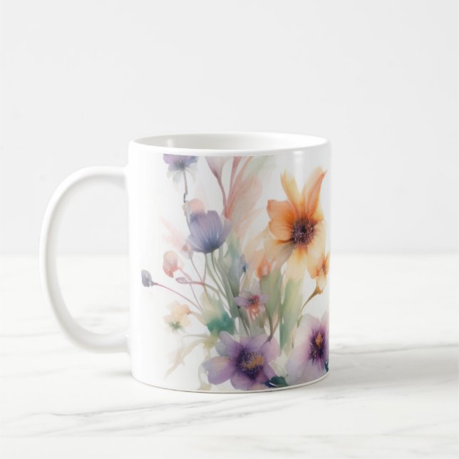 Caneca De Café Mug A Flores E Borboletas (Esquerda)