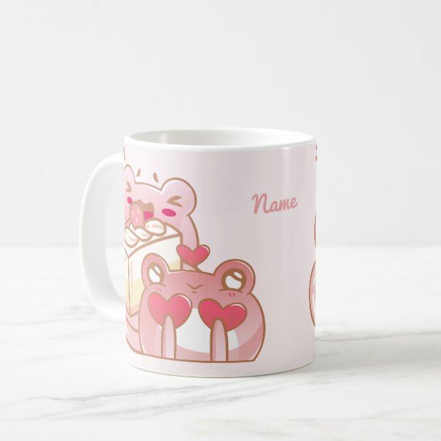 Caneca De Café Mug adorable frogs sharing a cake (Frente Esquerda)