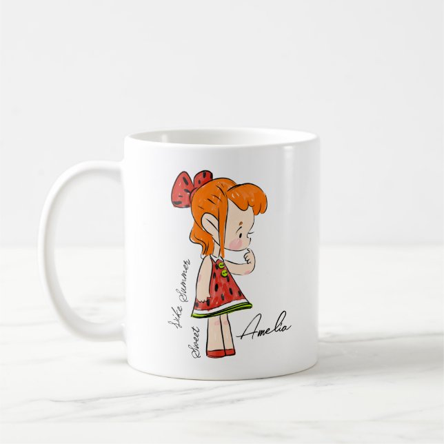 Caneca De Café Mug and Girl in Watermelon Dress (Esquerda)