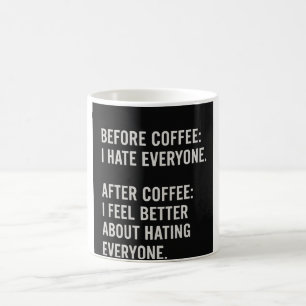 Caneca De Café MUG antes e depois do café