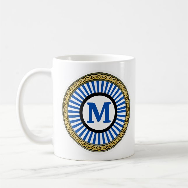 Caneca De Café Mug - Azul - Personalizado - Adicionar Inicial (Esquerda)