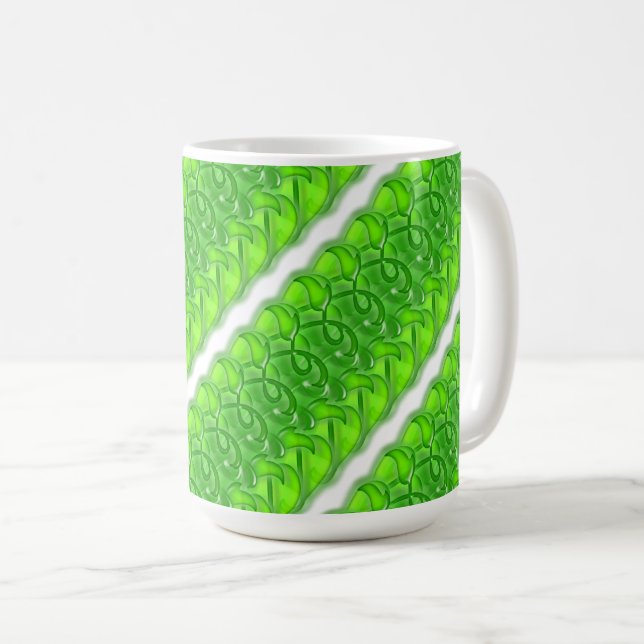 Caneca De Café Mug - Bandas Diagonais de Folhas de Ivy (Frente Esquerda)