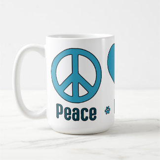 Caneca De Café Mug, Blue Design Peace Love BBG