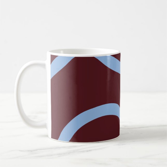 Caneca De Café Mug – Blue Lines on Burgundy (Esquerda)