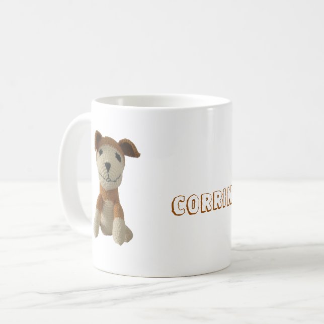 Caneca De Café Mug - Boneca de Cachorro com Nome (Frente Esquerda)