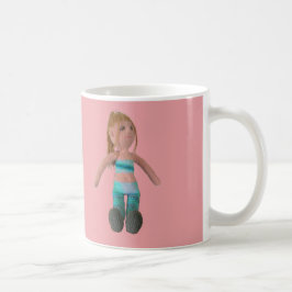 Caneca De Café Mug - Boneca Rosa em Fundo Rosa