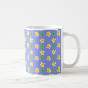 Caneca De Café Mug Café Chic, Primroses, Polkas em Azul