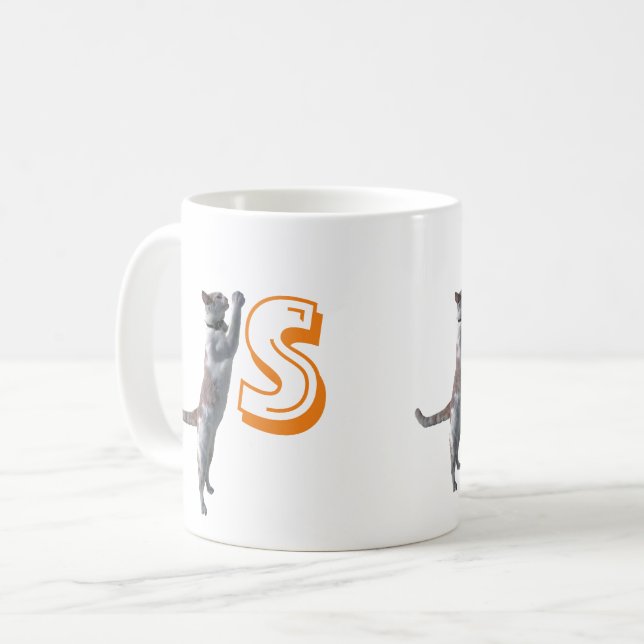 Caneca De Café Mug - Cat com Nome Inicial (Frente Esquerda)