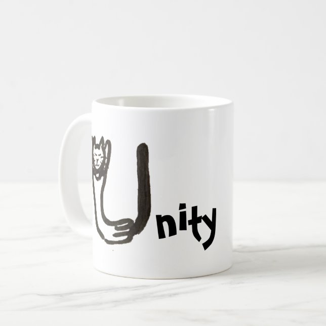 Caneca De Café Mug - Cat Letter U with Name (Frente Esquerda)