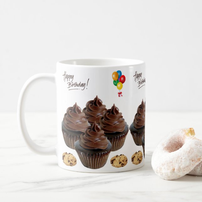 Caneca De Café Mug Chocolate Feliz Aniversário Mug (Com Donut)