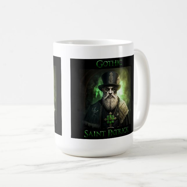 Caneca De Café Mug Clássico de São Patrick Gótico, 15 oz (Frente Esquerda)