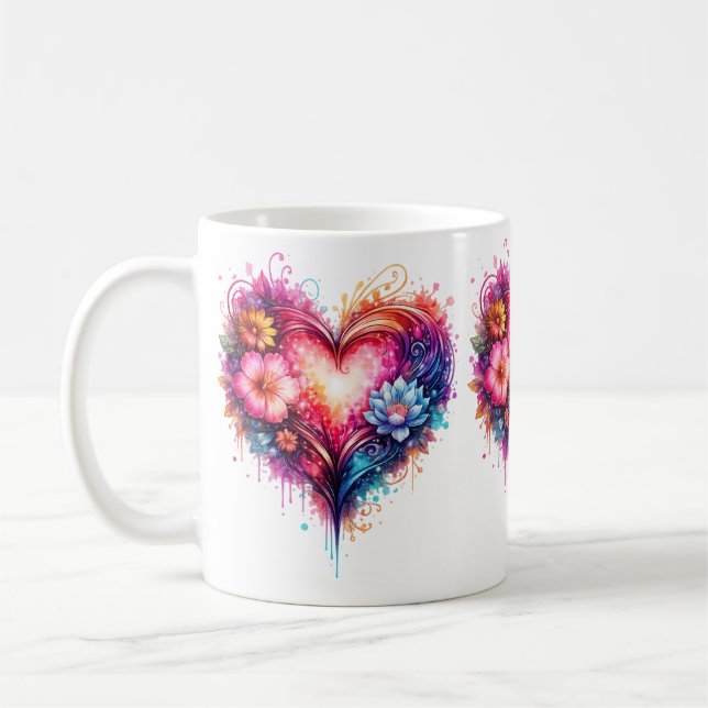 Caneca De Café Mug cœur artistique coloré (Esquerda)