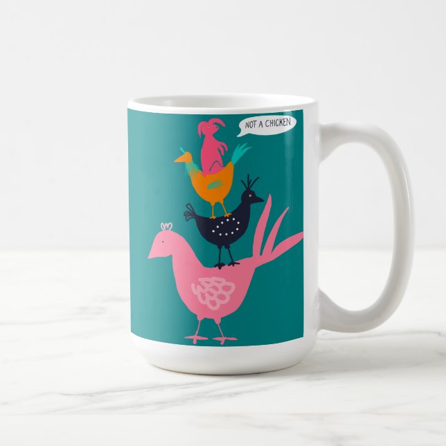 Caneca De Café Mug com 3 Galinhas e um Coelho Empilhado (Direita)