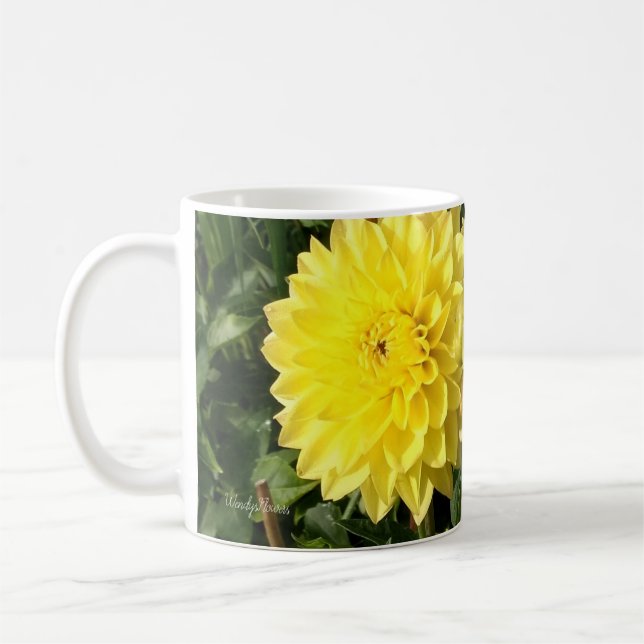 Caneca De Café Mug com aglomerado de dahlias amarelas (Esquerda)