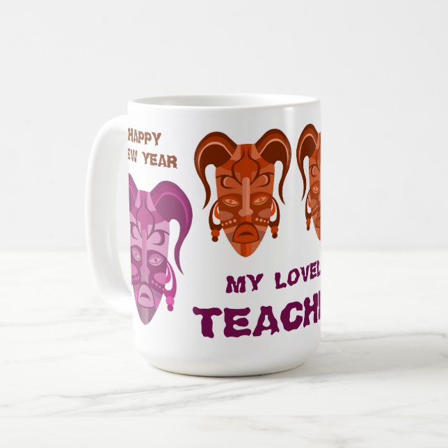 CANECA DE CAFÉ MUG COM ARTE DE MÁSCARA ADICIONAL PARA PROFESSOR (Frente Esquerda)