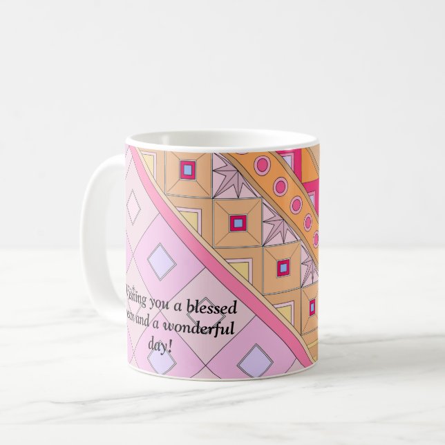 CANECA DE CAFÉ MUG COM ARTE TINTA DE FLORES (Frente Esquerda)