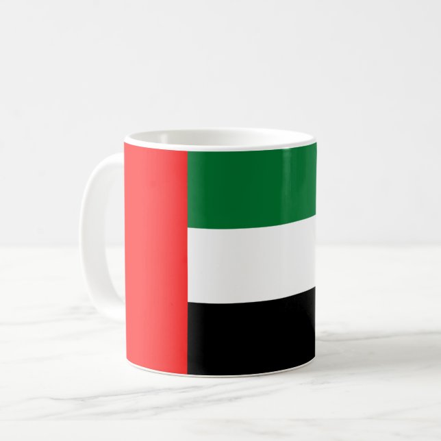 Caneca De Café Mug com bandeira dos Emirados Árabes Unidos (Frente Esquerda)