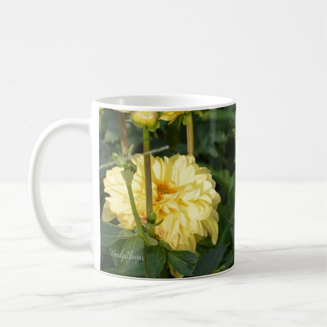 Caneca De Café Mug com dahlias amarelas (Esquerda)