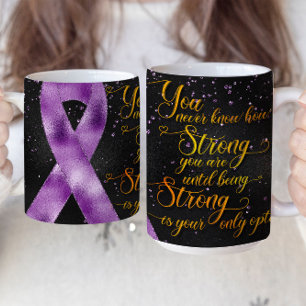 Caneca De Café Mug com desenho de fita de conscientização roxa