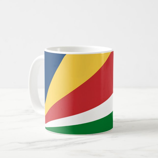 Caneca De Café Mug com Design das Cores das Seicheles (Frente Esquerda)