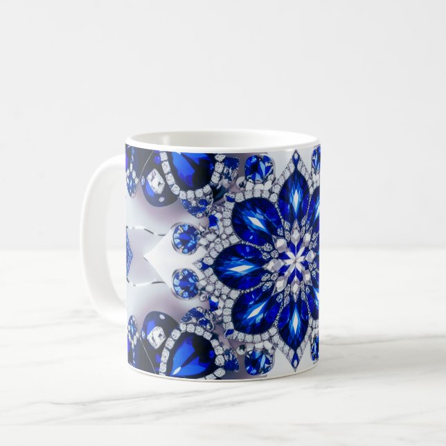 Caneca De Café Mug com Design de cor branca azul (Frente Esquerda)