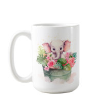 Mug com elefante fofo e inscrição