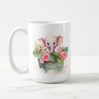 Caneca De Café Mug com elefante fofo e inscrição