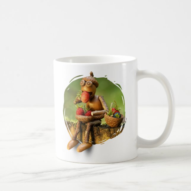Caneca De Café Mug com elfo de bolota na floresta (Direita)