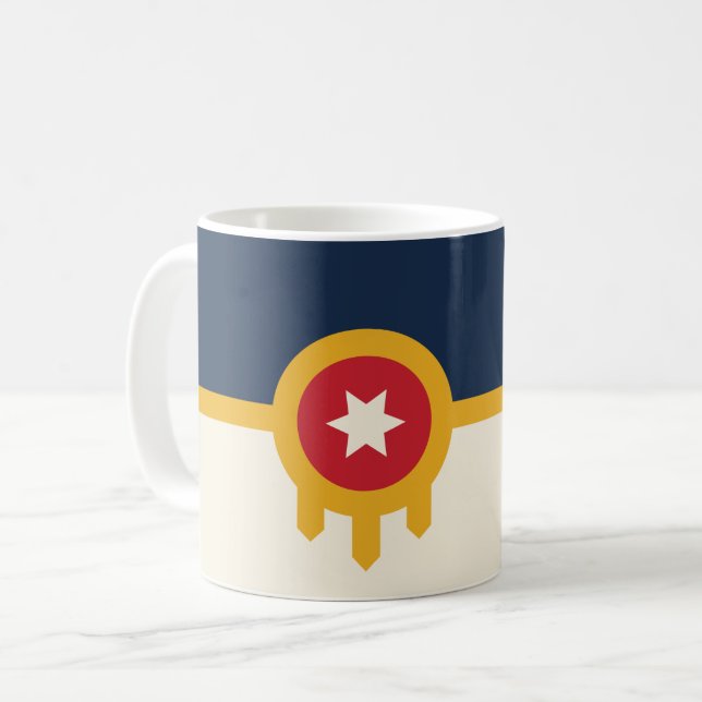 Caneca De Café Mug com Flag de Tulsa, Oklahoma (Frente Esquerda)