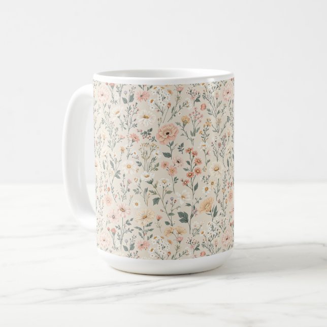 Caneca De Café Mug com flores silvestres (Frente Esquerda)