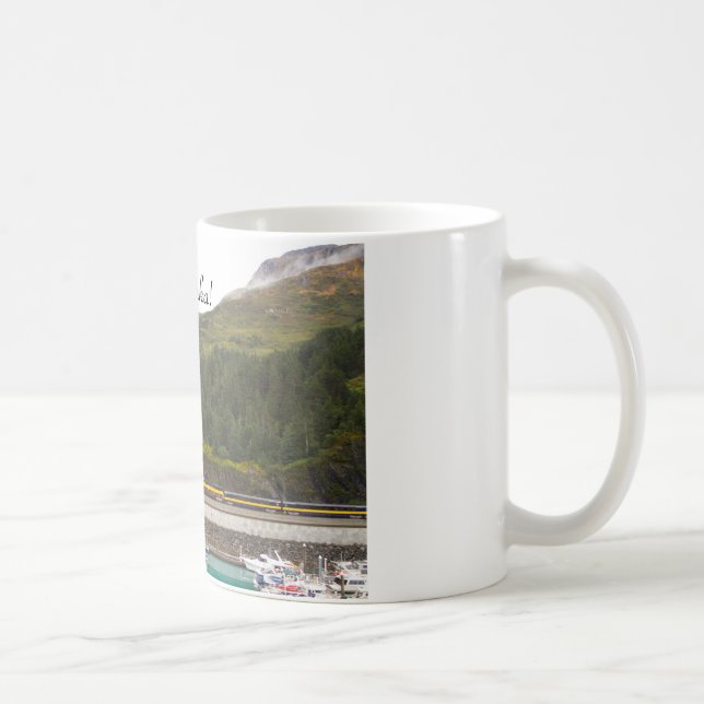 Caneca De Café Mug com foto das Montanhas do Alasca, trem (Direita)