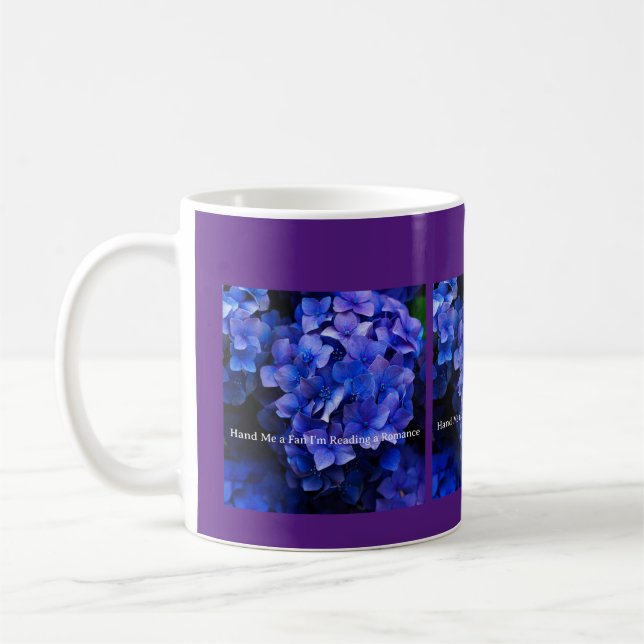 Caneca De Café Mug com Hydrangeas roxas Me dê um fã (Esquerda)