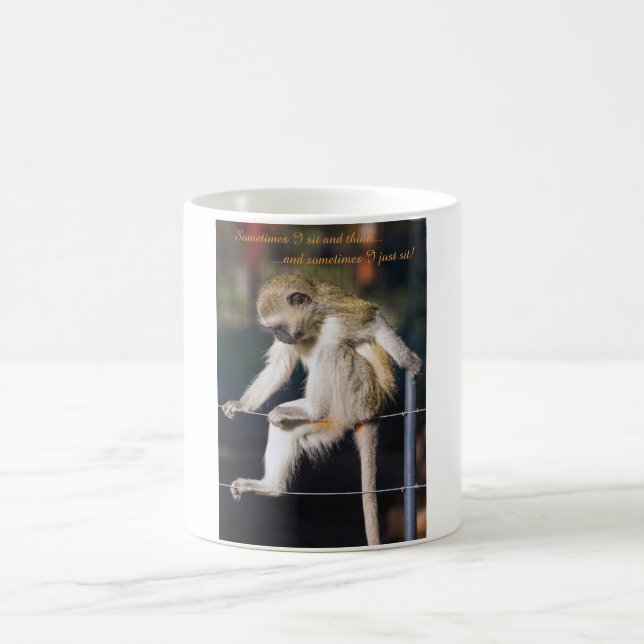 Caneca De Café Mug com imagem de macaco e slogan (Centro)