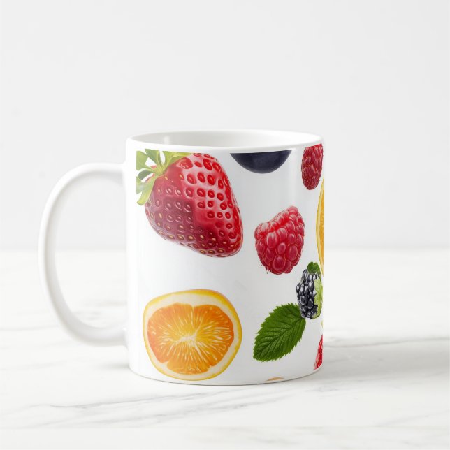 Caneca De Café Mug com imagens vibrantes de frutas (Esquerda)