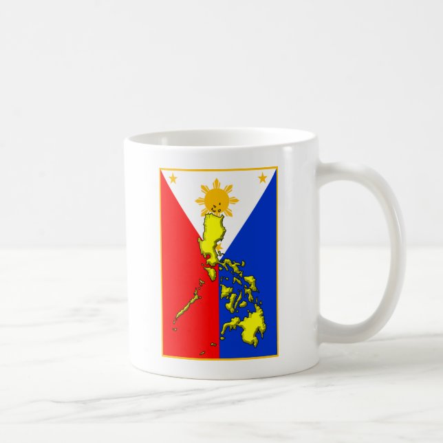 Caneca De Café Mug com Mapa Amarelo das Filipinas na Bandeira das (Direita)