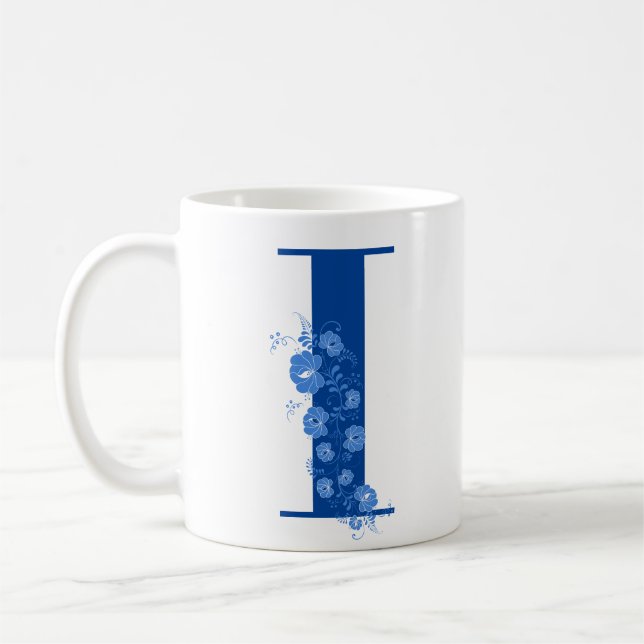 Caneca De Café Mug com Monograma Floral I (Esquerda)