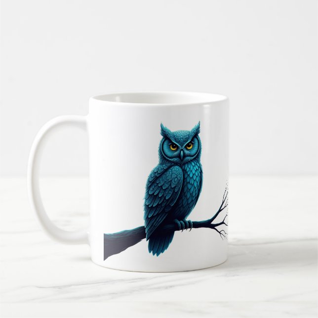 Caneca De Café Mug com o padrão Owl mandala nas penas (Esquerda)