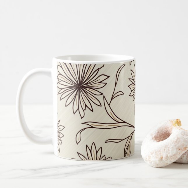 Caneca De Café Mug com padrão floral de abstrato (Com Donut)