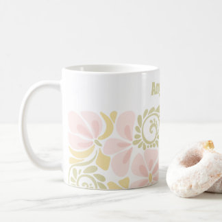 Caneca De Café Mug com um design floral moderno.