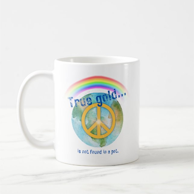 Caneca De Café Mug com um gráfico de terra com um sinal de paz. (Esquerda)