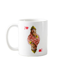 Mug com uma figura do rei de cartas dos corações