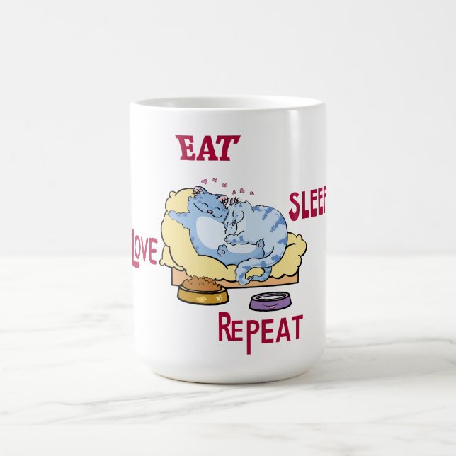 Caneca De Café Mug Coma Sono Amor Repetir Gatos (Centro)