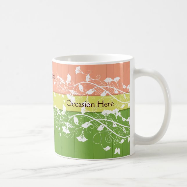 Caneca De Café Mug Comemorativo de Listras Verdes Rosa (Direita)
