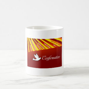 Caneca De Café Mug, Confirmação, Dove em Vermelho, Rays