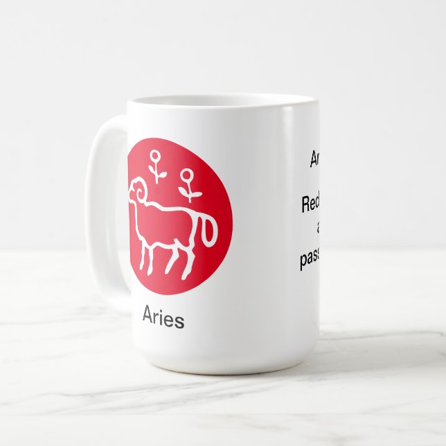 Caneca De Café Mug - Cor do Zodíaco para Aries (Frente Esquerda)
