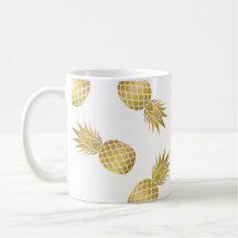 Mug de abacaxi Dourado Moderno Faux