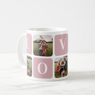 Caneca De Café Mug de Amor da Família Collage Fotográfica Pink Pe