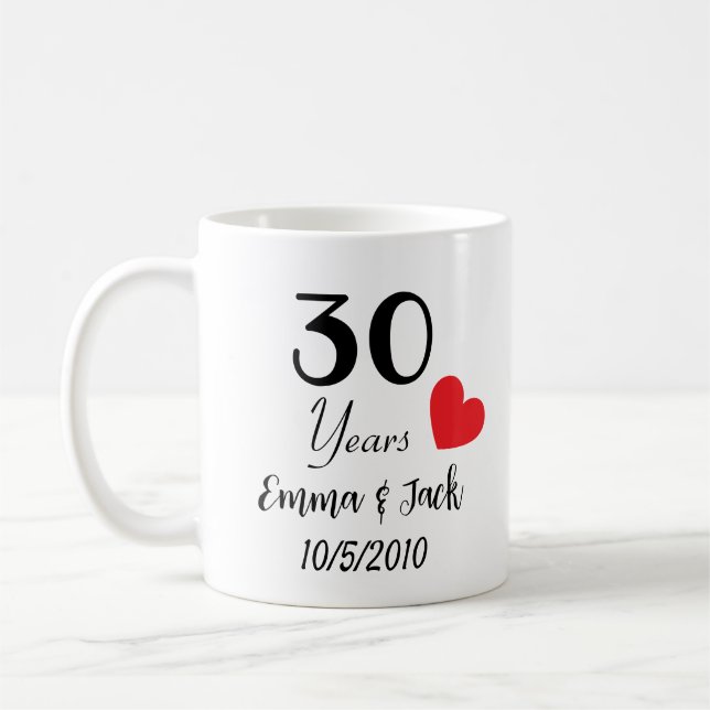 Caneca De Café Mug de Aniversário de Casamento Personalizado - No (Esquerda)