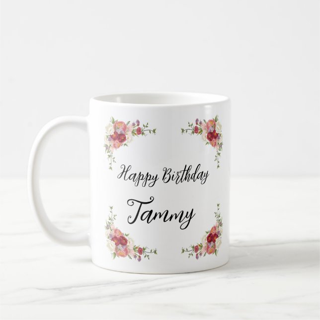 Caneca De Café Mug de aniversário personalizado - Nome personaliz (Esquerda)