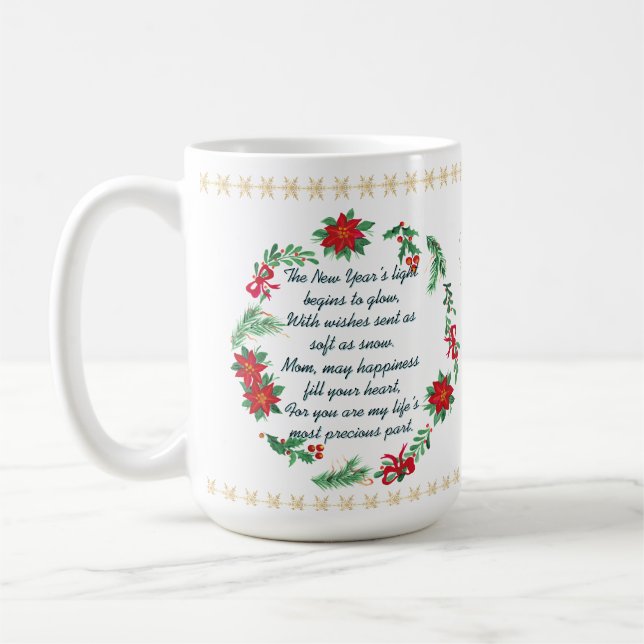 Caneca De Café Mug de Ano Novo personalizado para mamãe - Mensage (Esquerda)